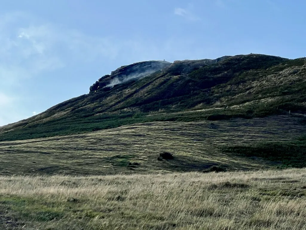 A grassland fire in the English countryside