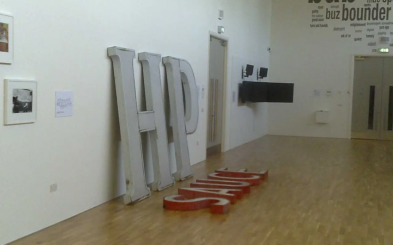 The old HP Sauce sign, now at the Midlands Arts Centre