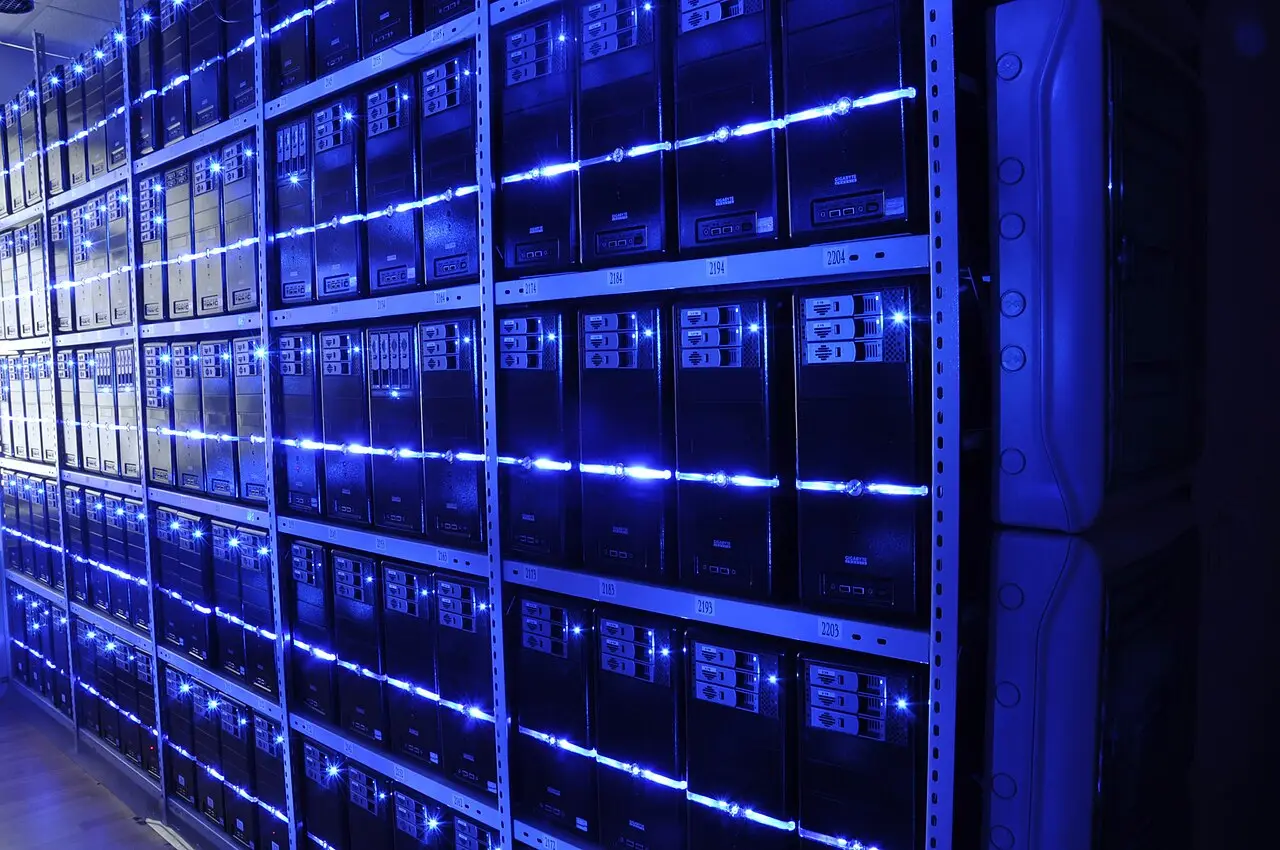 Racks of servers in a data centre
